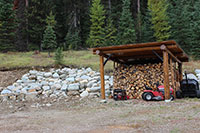 The wood shed at the Cool Creek Lodge